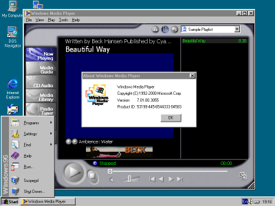 Media Player 7.1 running on Windows 95